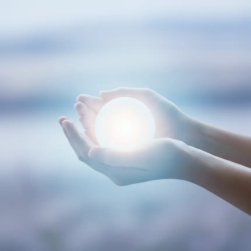 Light in hand, calm meditation