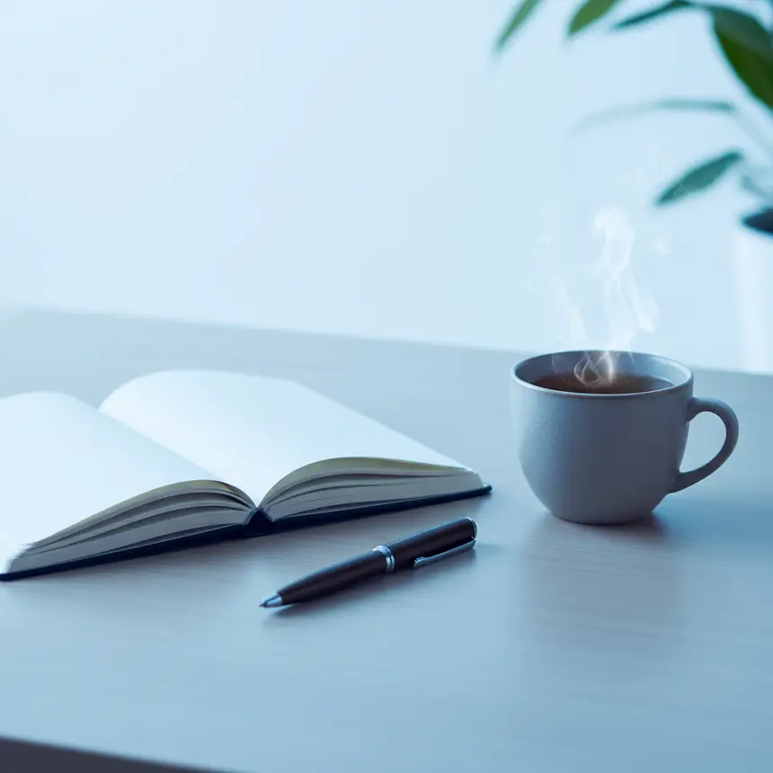 Organized notebook, calm rest, peaceful mind