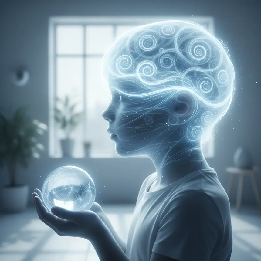 Child's head silhouette complex thoughts