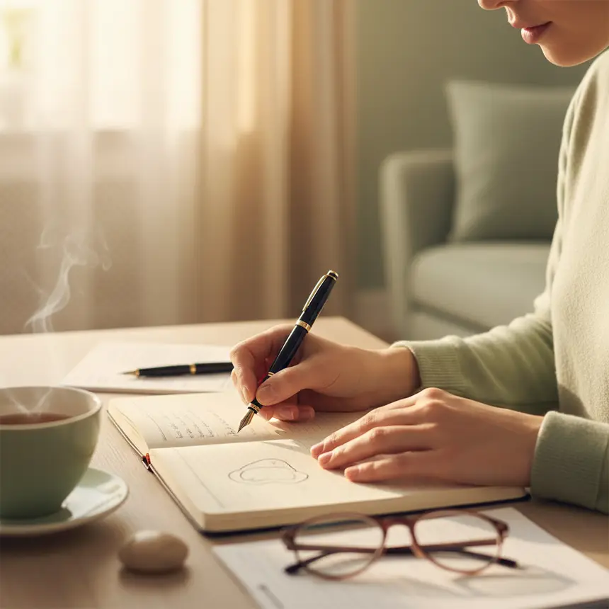 Emotional journaling, mindful writing, self-reflection