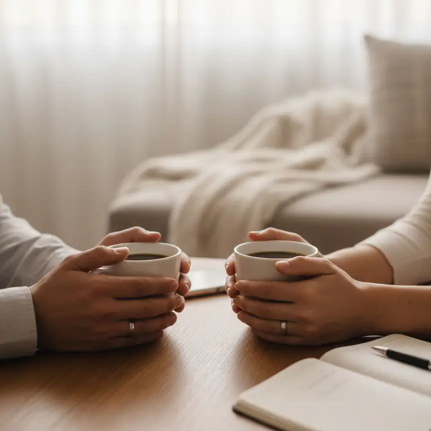 Hands holding coffee cups