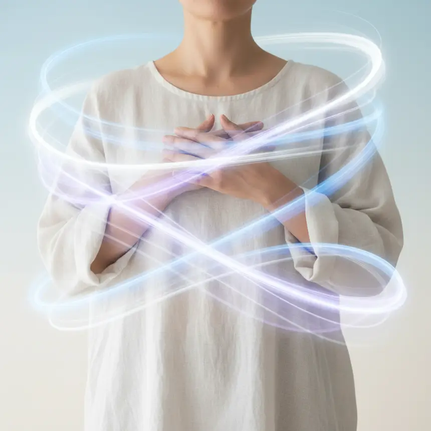 Flowing light trails symbolizing emotional regulation